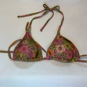 Wild Fable Peach and Floral Bikini Top